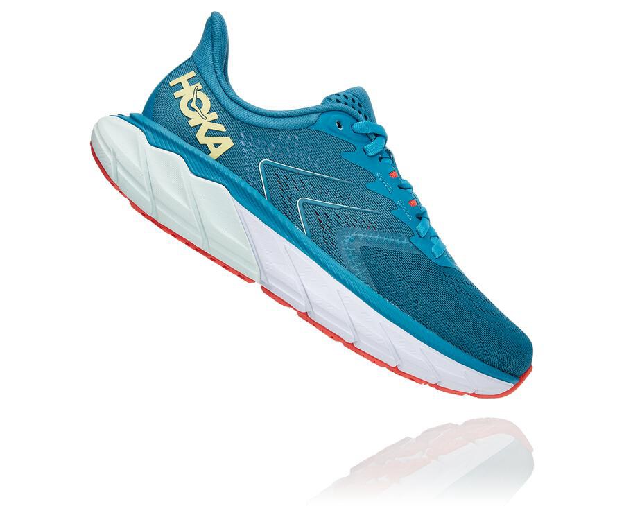 Running Shoes Womens - Hoka One One Arahi 5 - Blue/White - KXCOWDV-36